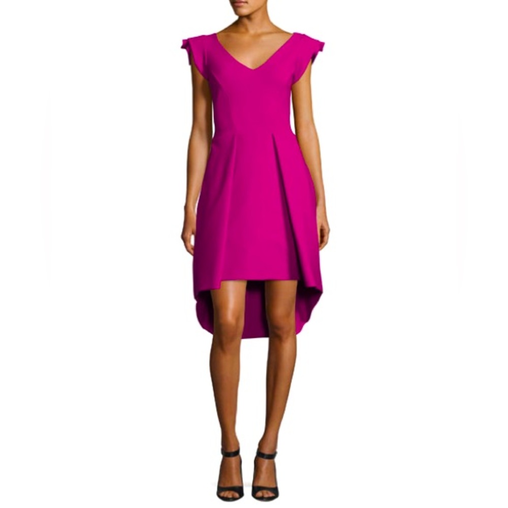 Chiara Boni La Petite Robe Lione Hi Lo Ruffle Dress in Cyclamen (Pink) Size 8